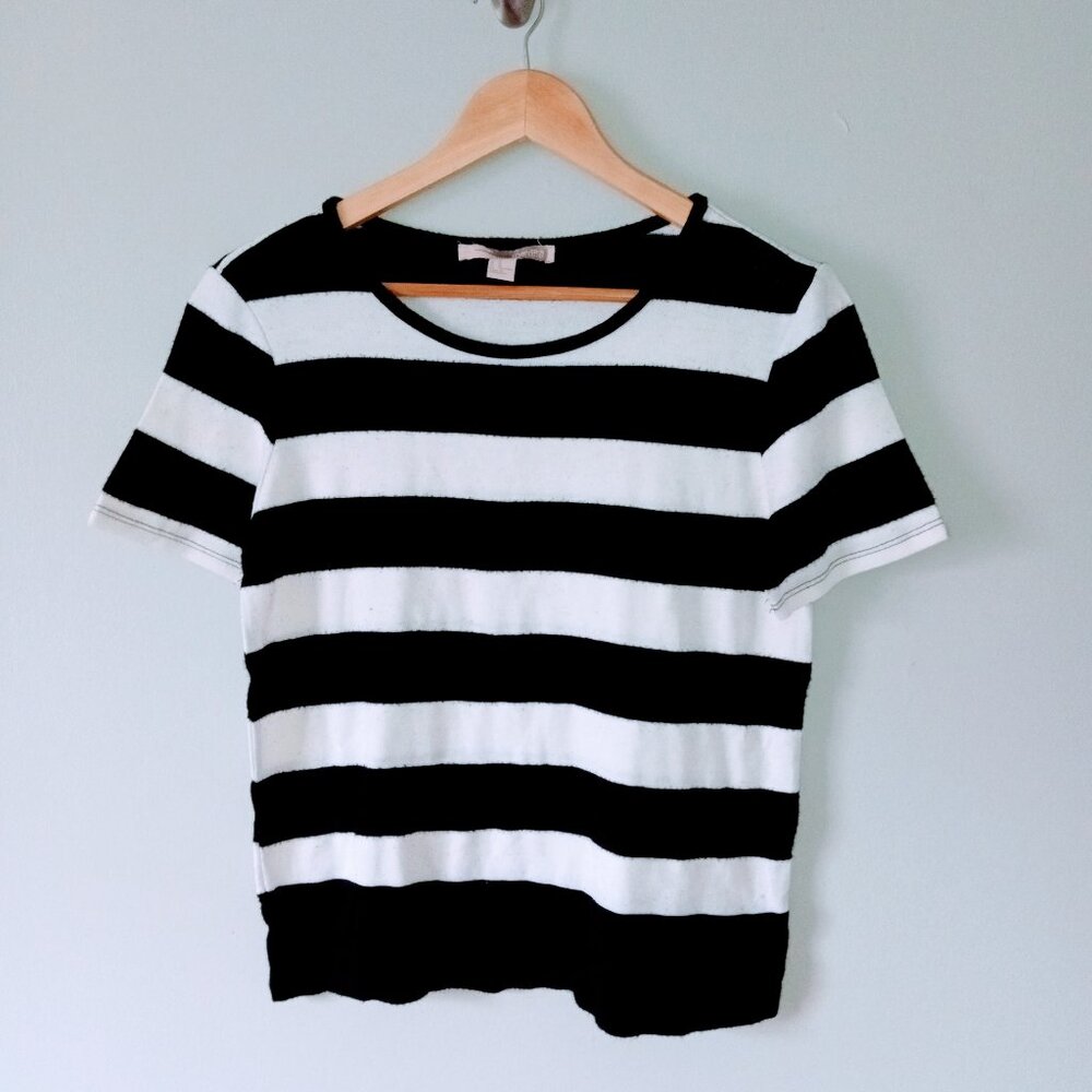 Vintage 2000s Forever 21 Black and White Horizontal Short Sleeve Tee